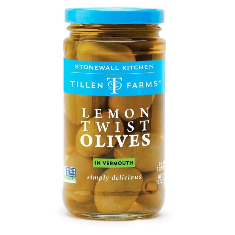 Lemon Twist Olives in Vermouth 12oz. | TILLEN FARMS